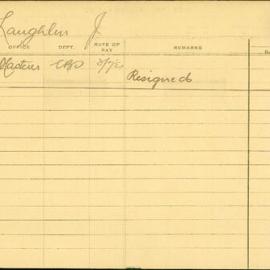 Staff Card - McLaughlin, J - employed 1920