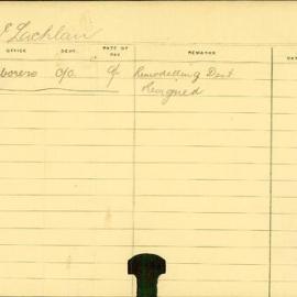 Staff Card - McLachlan, J - employed 1914