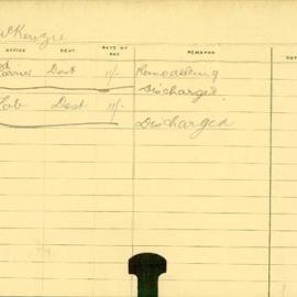 Staff Card - McKenzie, J - employed 1914-1915