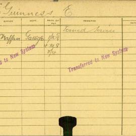 Staff Card - McGuiness, E - employed 1907-1920