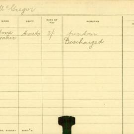 Staff Card - McGregor, W - employed 1908