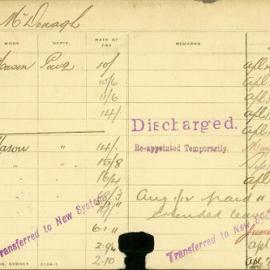Staff Card - McDonagh, T - employed 1901-1921