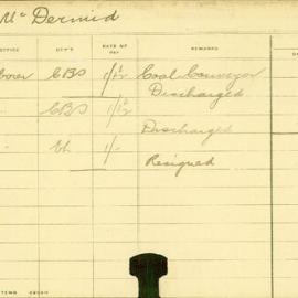 Staff Card - McDermid, W - employed 1911