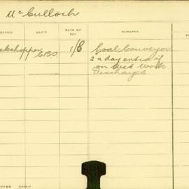 Staff Card - McCulloch, W - employed 1911