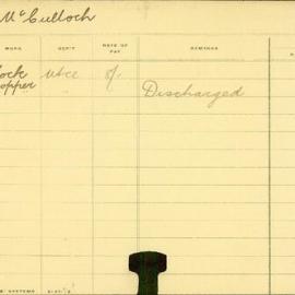 Staff Card - McCulloch, W - employed 1908