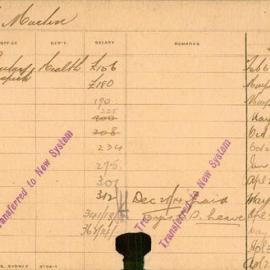 Staff Card - Martin, JH - employed 1901-1920