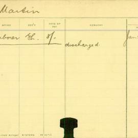 Staff Card - Martin, G - employed 1911-1913