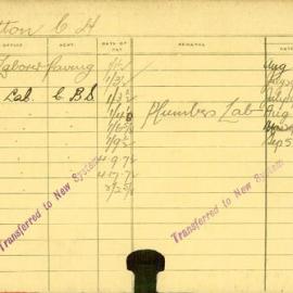 Staff Card - Lutton, CH - employed 1916-1920