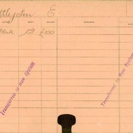 Staff Card - Littlejohn, E - employed 1921