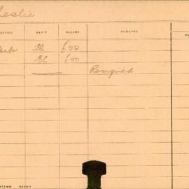 Staff Card - Leslie, R - employed 1912