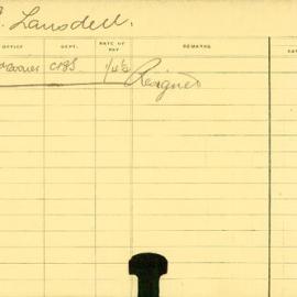 Staff Card - Lansdell, G - employed 1914
