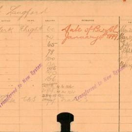 Staff Card - Langford, JH - employed 1915-1920