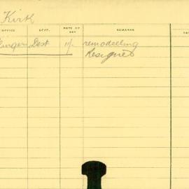 Staff Card - Kirk, C - employed 1914