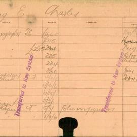 Staff Card - King, E Charles - employed 1916-1921