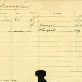 Staff Card - Kenningham, C - employed 1904-1907