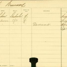 Staff Card - Kearney, J - employed 1903-1908