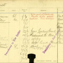 Staff Card - Just, E - employed 1912-1920