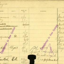 Staff Card - Joyce, J - employed 1910-1920