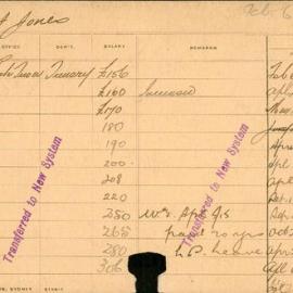 Staff Card - Jones, AJ - employed 1890-1920
