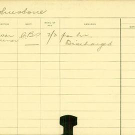 Staff Card - Johnstone, A - employed 1913