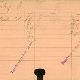 Staff Card - Horsley, C - employed 1918-1921