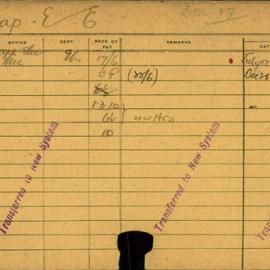 Staff Card - Heap, EE - employed 1919-1921