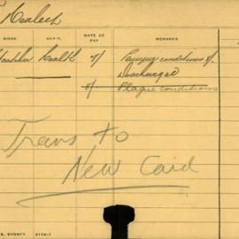 Staff Card - Healey, W - employed 1907