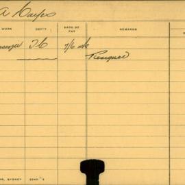 Staff Card - Hayes, A - employed 1907