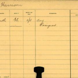 Staff Card - Harrison, W - employed 1910