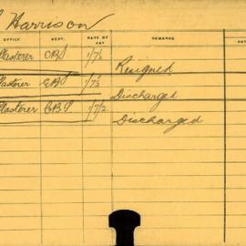 Staff Card - Harrison, S - employed 1915