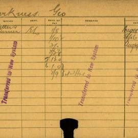 Staff Card - Harkness, George - employed 1918-1921