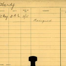 Staff Card - Hardy, C - employed 1911