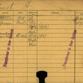 Staff Card - Guest, A - employed 1919-1921