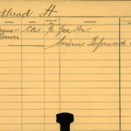 Staff Card - Greathead, H - employed 1917