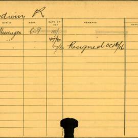 Staff Card - Goodwin, R - employed 1916