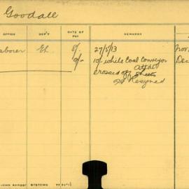 Staff Card - Goodall, W - employed 1911-1914