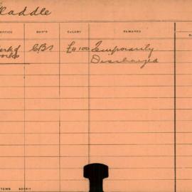 Staff Card - Gladdie, J - employed 1912