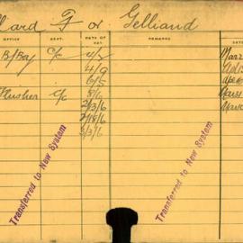 Staff Card - Gillard, F - employed 1916-1921