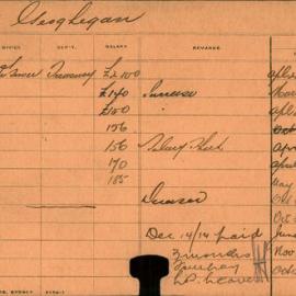 Staff Card - Geoghegan, James - employed 1883-1914