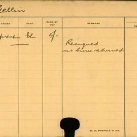 Staff Card - Gellin, H - employed 1913