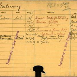 Staff Card - Galway, D - employed 1915-1921