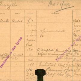 Staff Card - Forsyth, N - employed 1909-1921