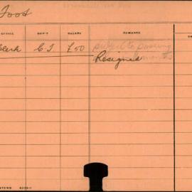 Staff Card - Foot, E - employed 1913