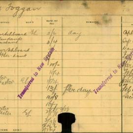 Staff Card - Foggan, Roy - employed 1910-1920