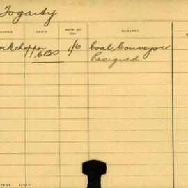 Staff Card - Fogarty, P - employed 1911