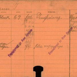 Staff Card - Flynn, T - employed 1916-1920