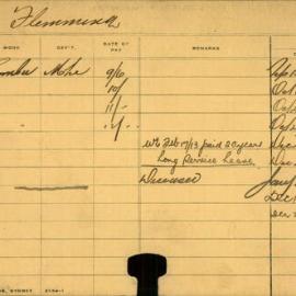 Staff Card - Flemming, W - employed 1885-1914