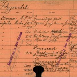 Staff Card - Fitzgerald, E - employed 1900-1921