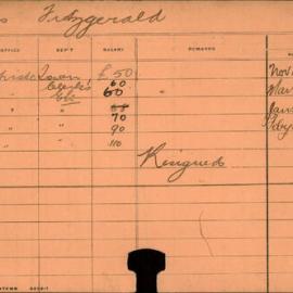 Staff Card - Fitzgerald, [first name unknown] (Miss) - employed 1912-1916