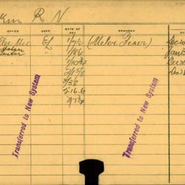 Staff Card - Firkin, RN - employed 1916-1920